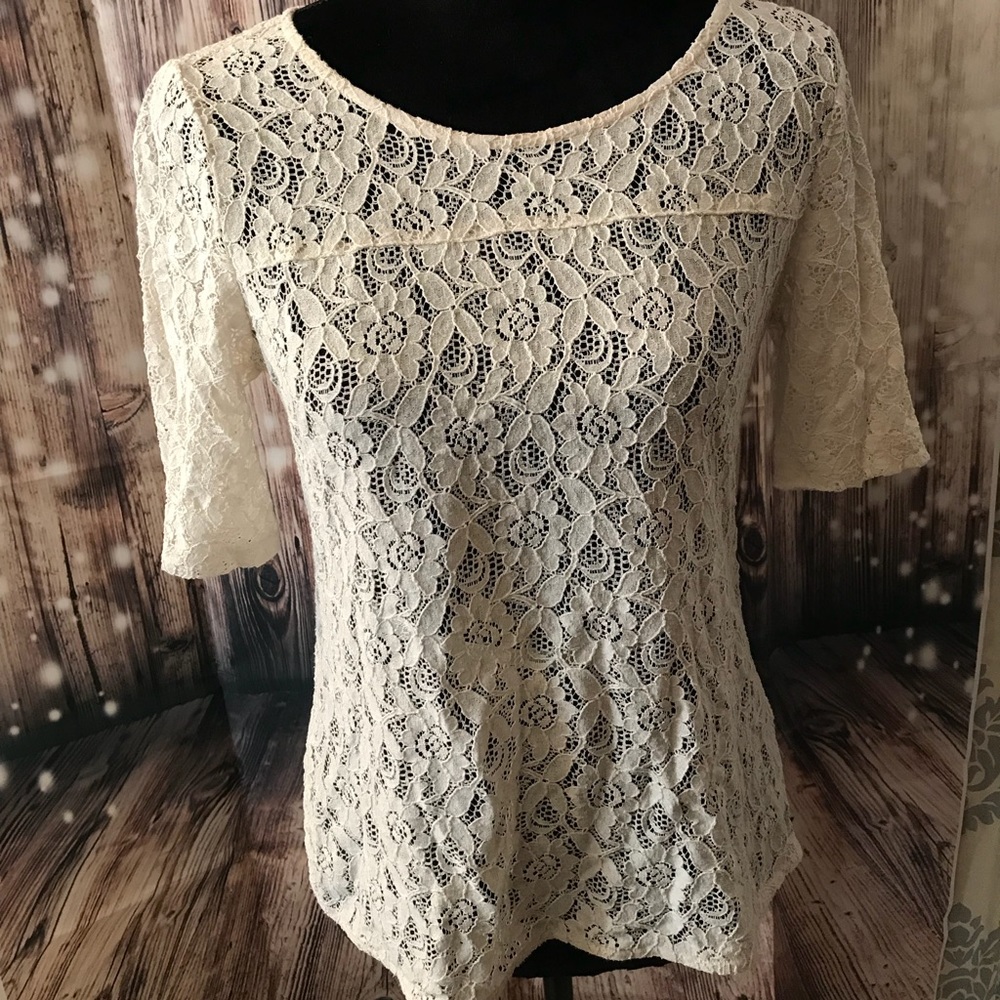 Cream Colored Lace Top, Gap